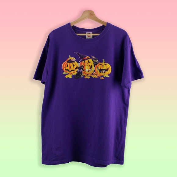 Vintage Halloween T-Shirt - 90s Retro Tee - Jack-o-Lantern Top - Picture 1 of 3